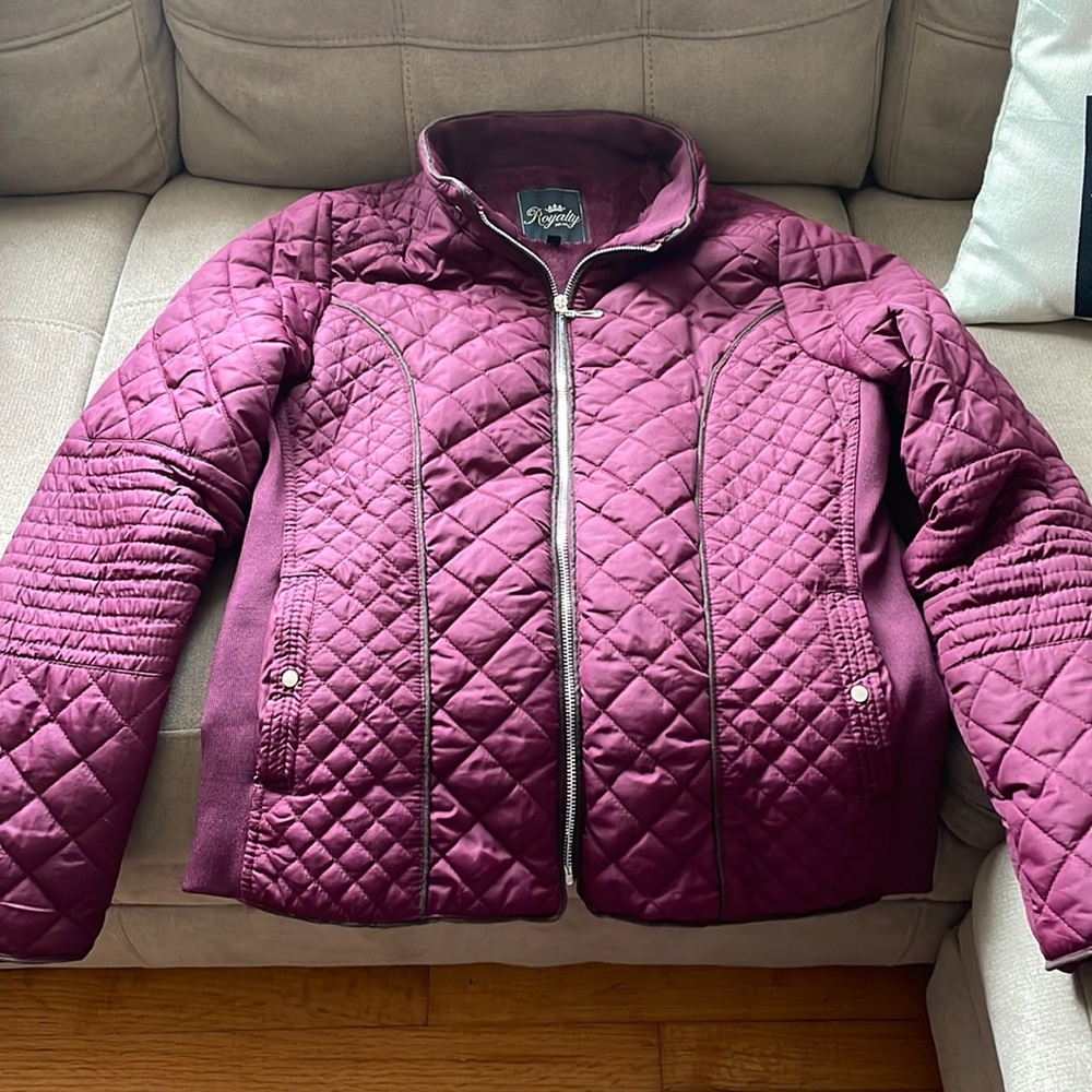 Cranberry lightweight coat with soft fuzzy lining